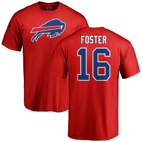 Men NFL Buffalo Bills #16 Robert Foster Red Name and Number Logo T Shirt